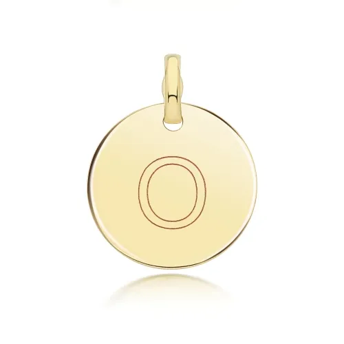 9ct Yellow Gold Round Plain Initial Pendant 14.3mm O